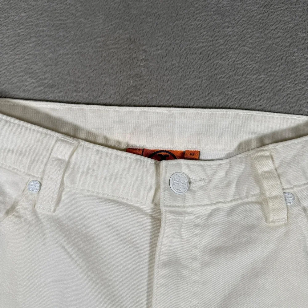 Tory Burch Jeans Womens 32 White Cropped Skinny Low Rise Denim‎ Pants